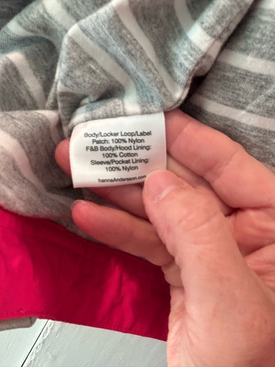 Hanna Andersson Gray and Hot Pink Striped Hooded Rain Jacket - Picture 4 of 9